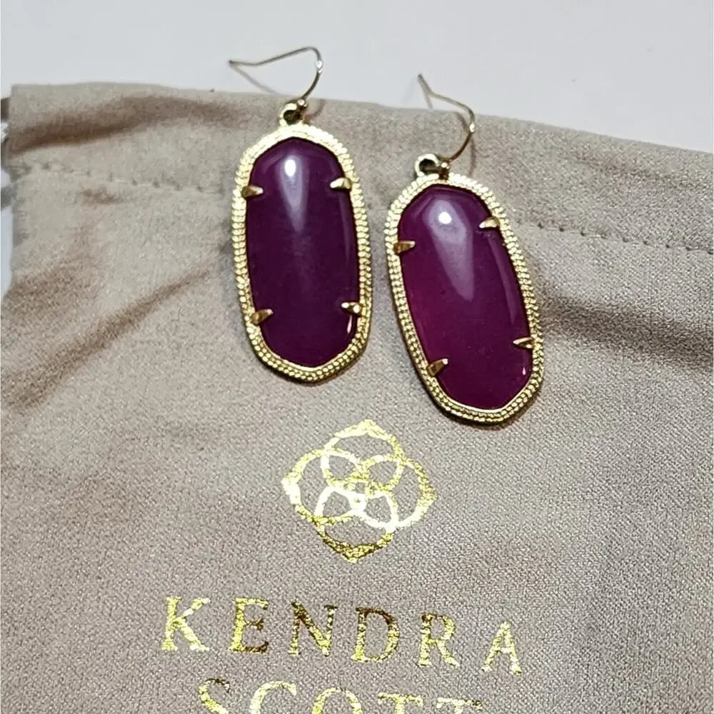 Kendra Scott‎ Elle gold and reddish purple earrings